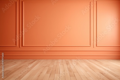Mock up of an empty room with terracotta painted wall background
