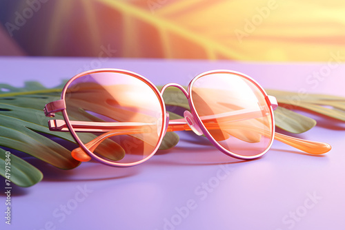 a pair of pink sunglasses with orange lenses