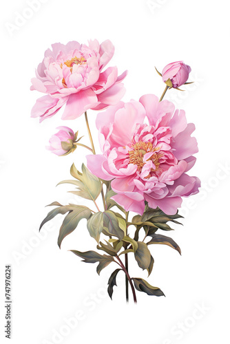 pink Peony Watercolor Illustration