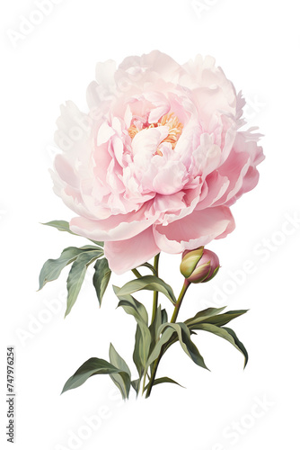 pink Peony Watercolor Illustration