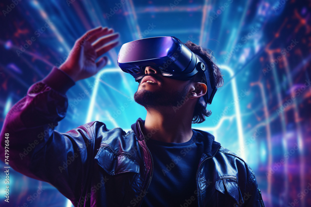 a man wearing virtual reality goggles a man wearing virtual reality goggles
