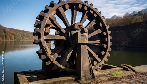 Old cast iron gear of the early 19th century on the dam