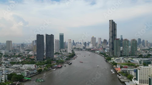 Top view of famed Bangkok's Chao Phraya river photo