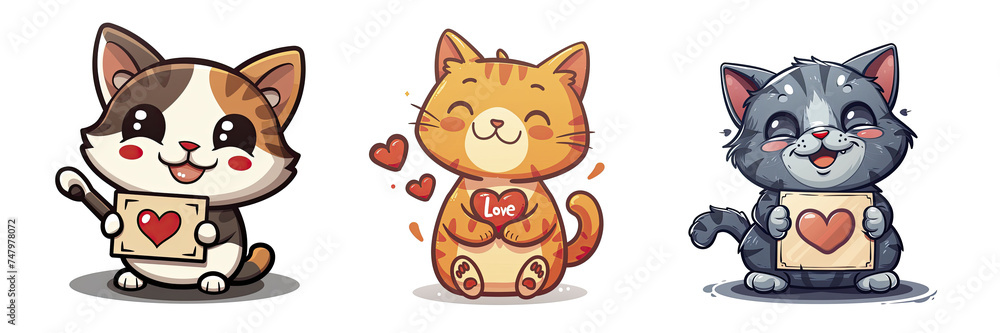 Cat With Love Sign Hand Cartoon Illustrati, Isolated Transparent Background Images Cat With Love Sign Hand Cartoon Illustrati, Isolated Transparent Background Images