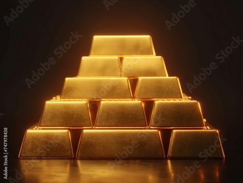 Stack of stacked gold bars