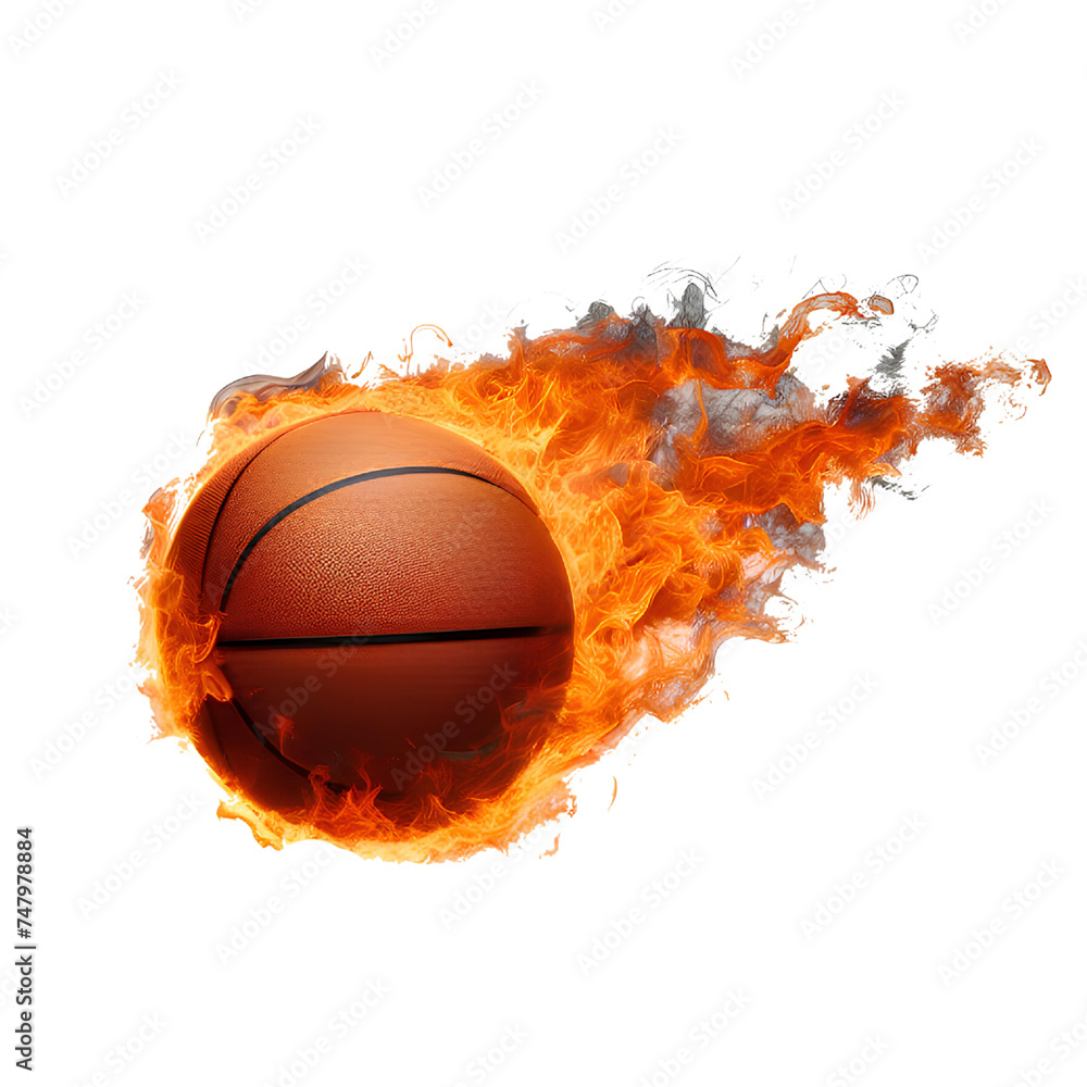 Obraz premium Fiery basketball Isolated on white background. 