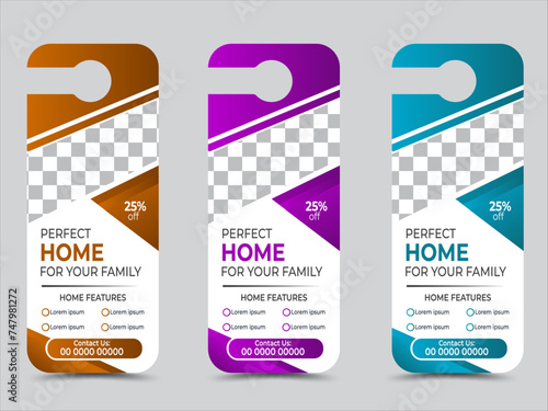 Modern Real Estate Door Hanger design template.