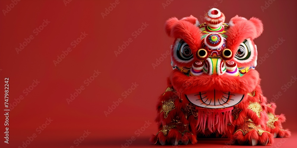Colorful Dragon and Lion Dances: Highlight of Chinese Lunar New Year Celebrations. Concept Chinese Lunar New Year, Colorful Dragon Dance, Lion Dance, Cultural Festivities, Traditions, Celebrations