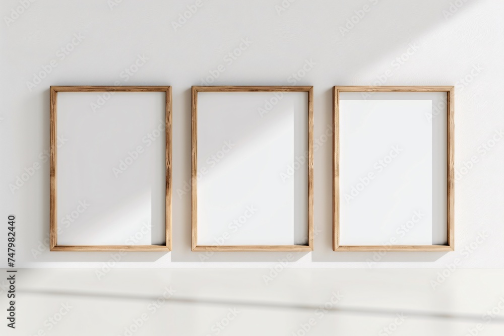 a row of frames on a wall a row of frames on a wall