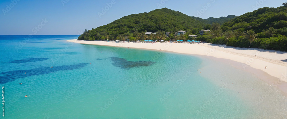 Beautiful Beach Image Background with Coastal Blur Background