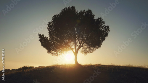 Silhouette tree backlight sun