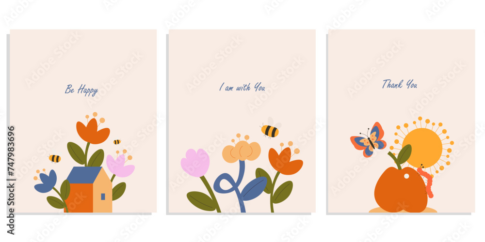 Set of spring cards, posters, banners