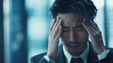 疲れた表情の日本のビジネスマン