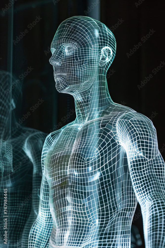 3D project of a wireframe hologram human