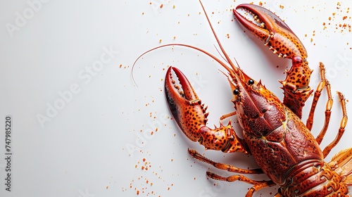 Clean, uncooked, real crayfish isolated over a white setting and big space, Generative AI.