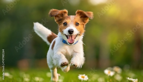 Happy Jack Russell Terrier Dog Running and Jumping with Playful Joy
