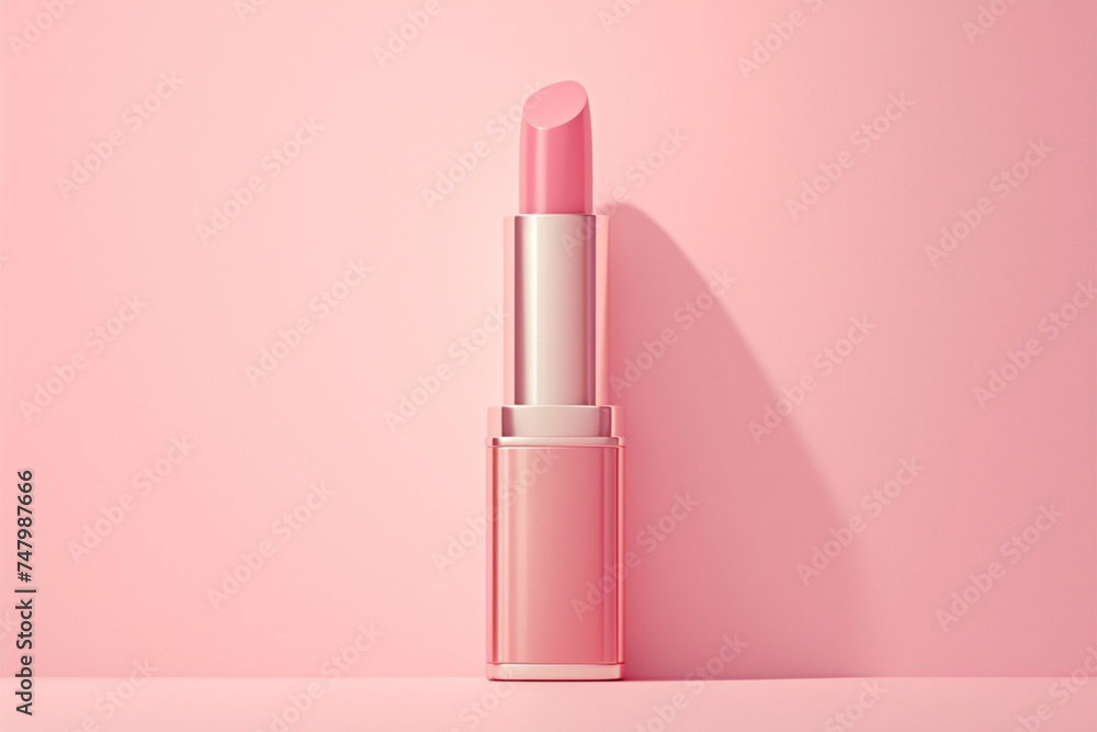 Cosmetic allure Lipstick placed on a pink background with copy space Cosmetic allure Lipstick placed on a pink background with copy space