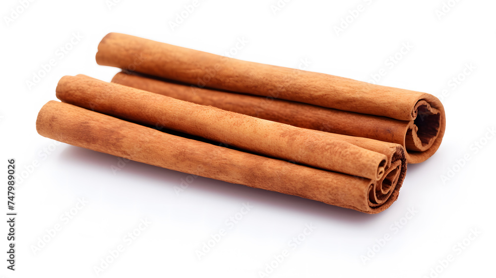 Cinnamon sticks isolated on white background. Neural network AI generated art