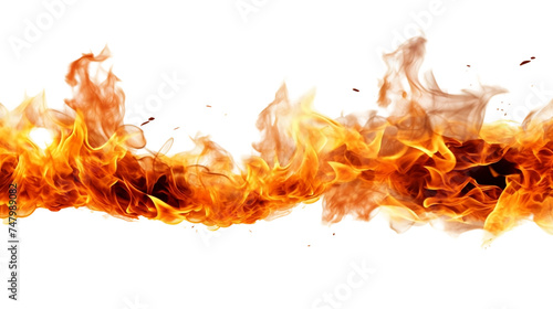 Flames Of Fire Licking The Sky, Realistic Portrait Isolated On PNG OR Transparent Background.