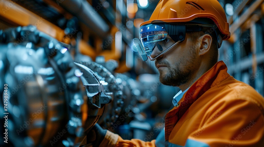 Engineer Using AR for IoT Equipment Diagnostics