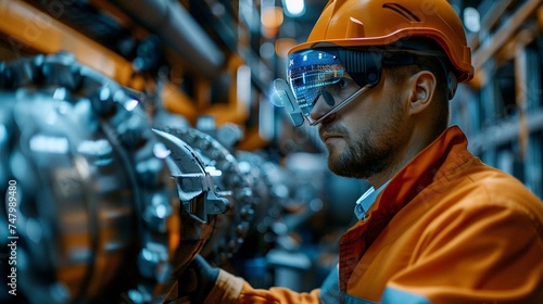 Obraz na płótnie Engineer Using AR for IoT Equipment Diagnostics
w salonie
