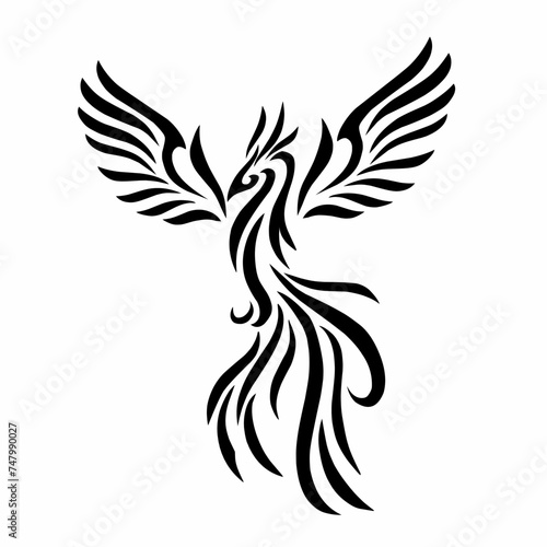 graphic vector illustration of tribal art design abstract black Phoenix bird