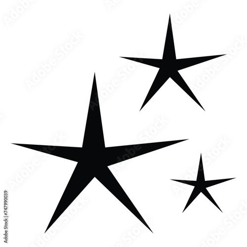 Set of black stars. Star icon. Black star shape. Vector illustration