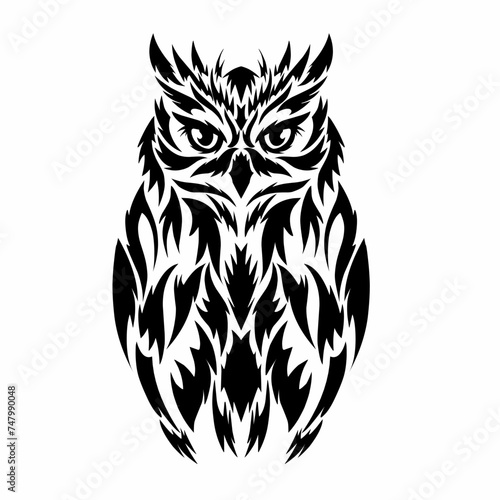 graphic vector illustration of tribal art owl design abstract with white background