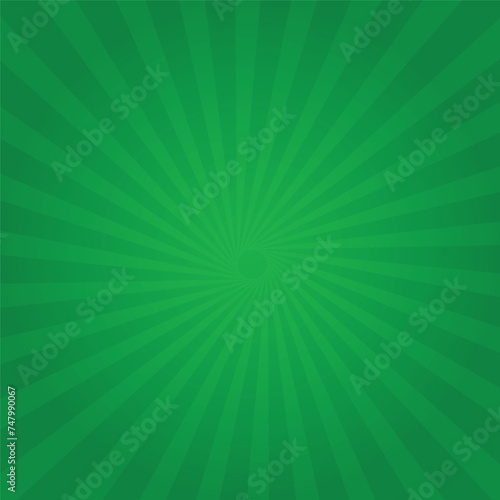 Green Sunburst Background. Abstract green radial background. Vector illustration