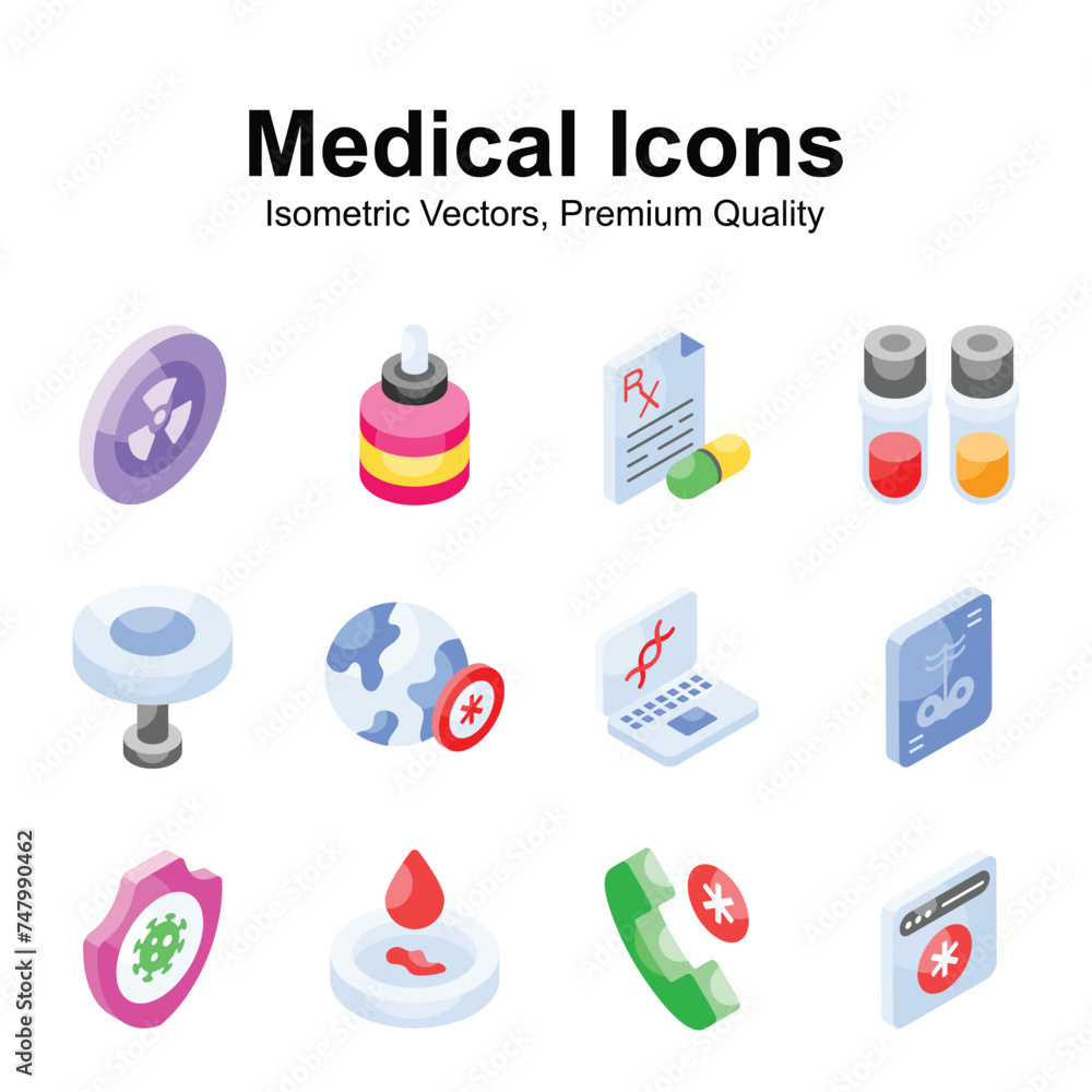 Catch a sight at this beautiful and amazing medical and healthcare isometric vectors set