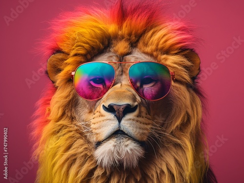 a lion wearing sunglasses © TONSTOCK