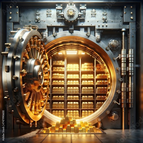Bank vault with gold bars inside, Financial planning, wealth management 