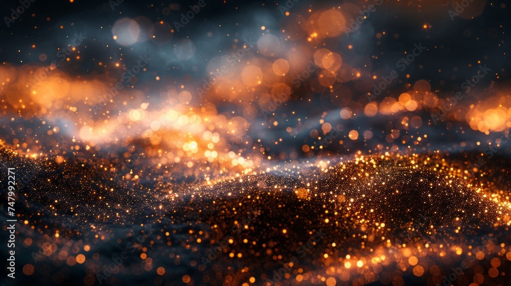 Naklejka premium Dark navy elegance, infused with shimmering gold specks, rich and profound, artistic abstraction, AI Generative