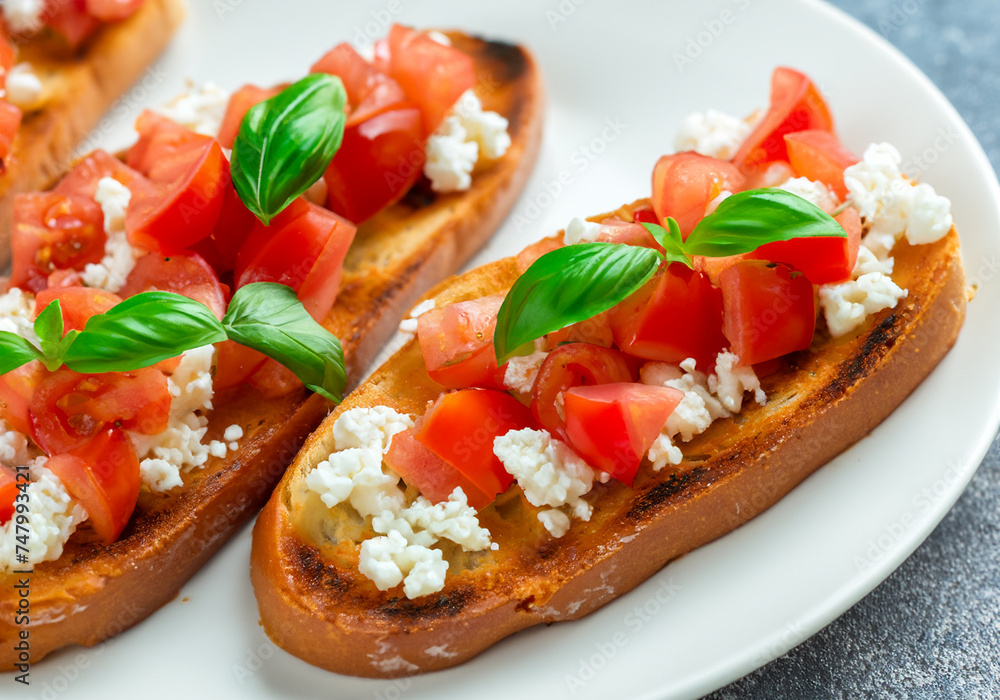 Italian bruschetta with chopped tomatoes