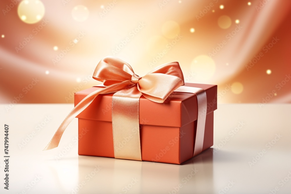 a red box with a bow a red box with a bow