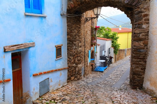 Posada town street in Sardinia, Italy