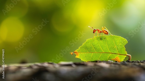 a ant on a leaf