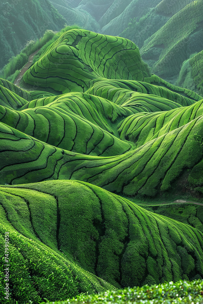 Fototapeta premium Tea plantation on green hills
