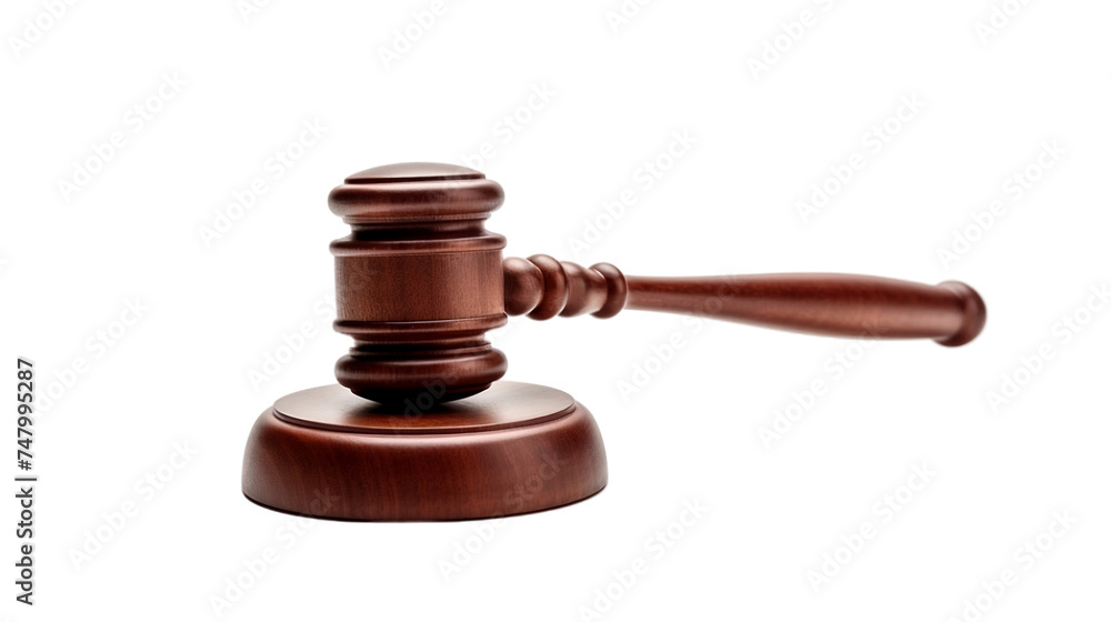Gavel For Judicial Commands Realistic Portrait Isolated On Transparent Background Or PNG Background.