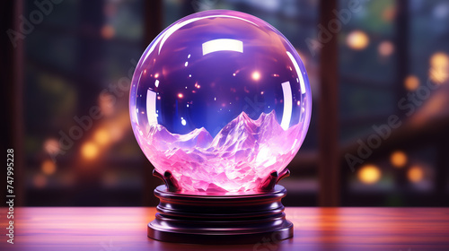 A crystal ball on a stand trending on artstation