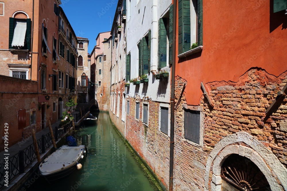San Maurizio canal in Venice, Italy. Sunny weather in Italy.