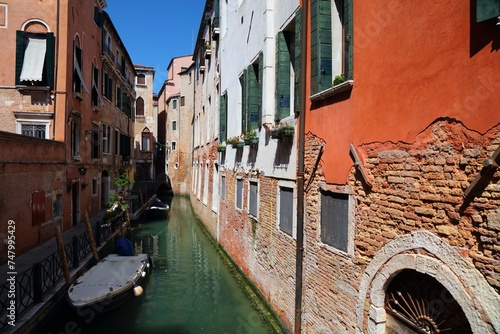 San Maurizio canal in Venice, Italy. Sunny weather in Italy.