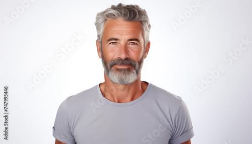 portrait of a happy European man on a white background. © Juli Puli