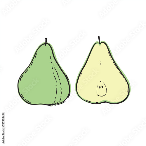 vector illustration with pear. print for fabric with fruits, pattern for paper with fruits