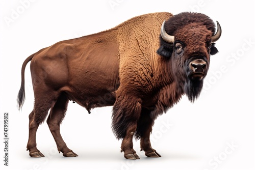 a bison with horns standing