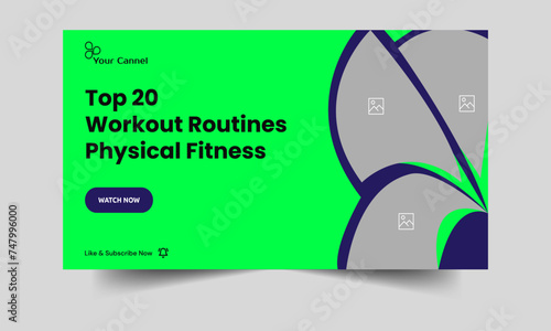 Daily workout tips and methods Exercise regimen techniques Fully editable vector eps 10 file format for video cover and thumbnail banner designs