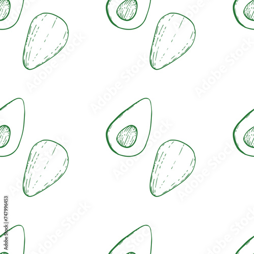 vector illustration with avocado. print for fabric with fruits, pattern for paper with fruits