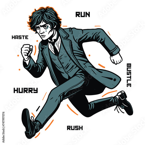 run hurry man running vector illustration