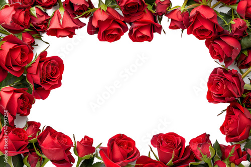 red roses frame border for text and design with copy space, isolated on a white or transparent background 