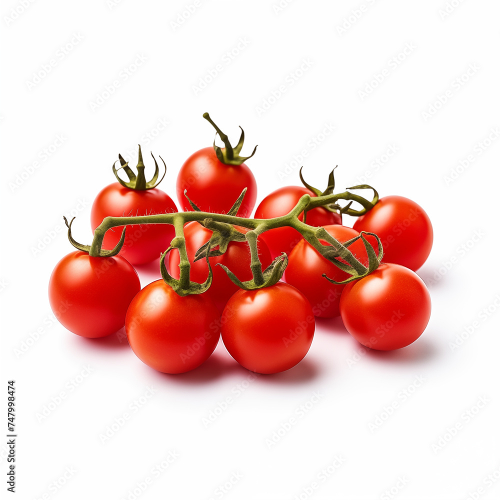 Cherry tomatoes on white background 